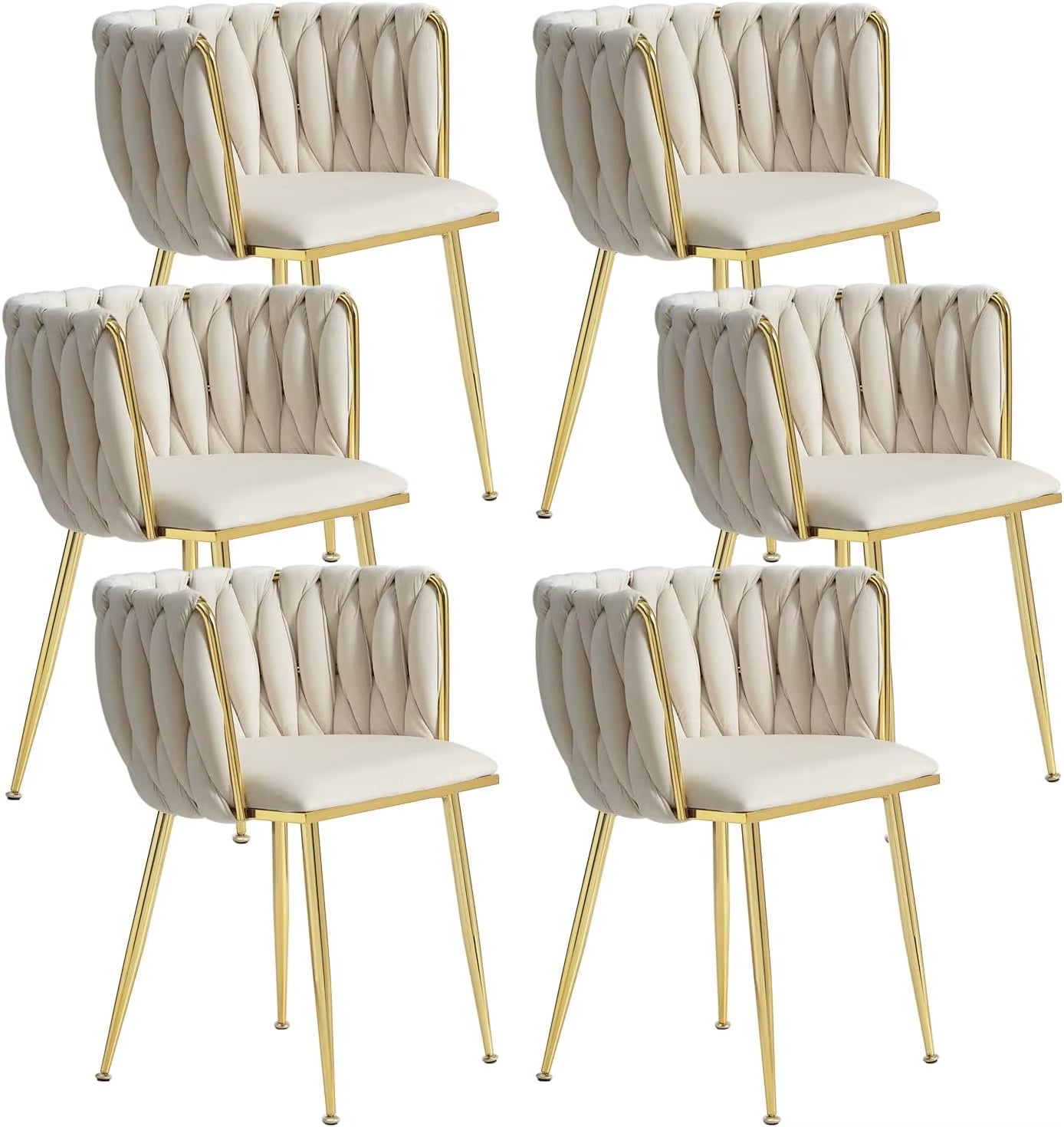 Modern Dining Chair with Golden Metal Legs