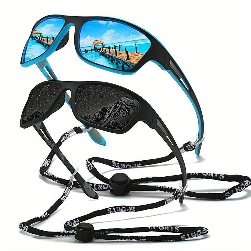 1pc Trendy Classic Retro Polarized With Strap, For Men Women Outdoor Sports Vacation Travel Driving Fishing Cycling Decors Photo Props