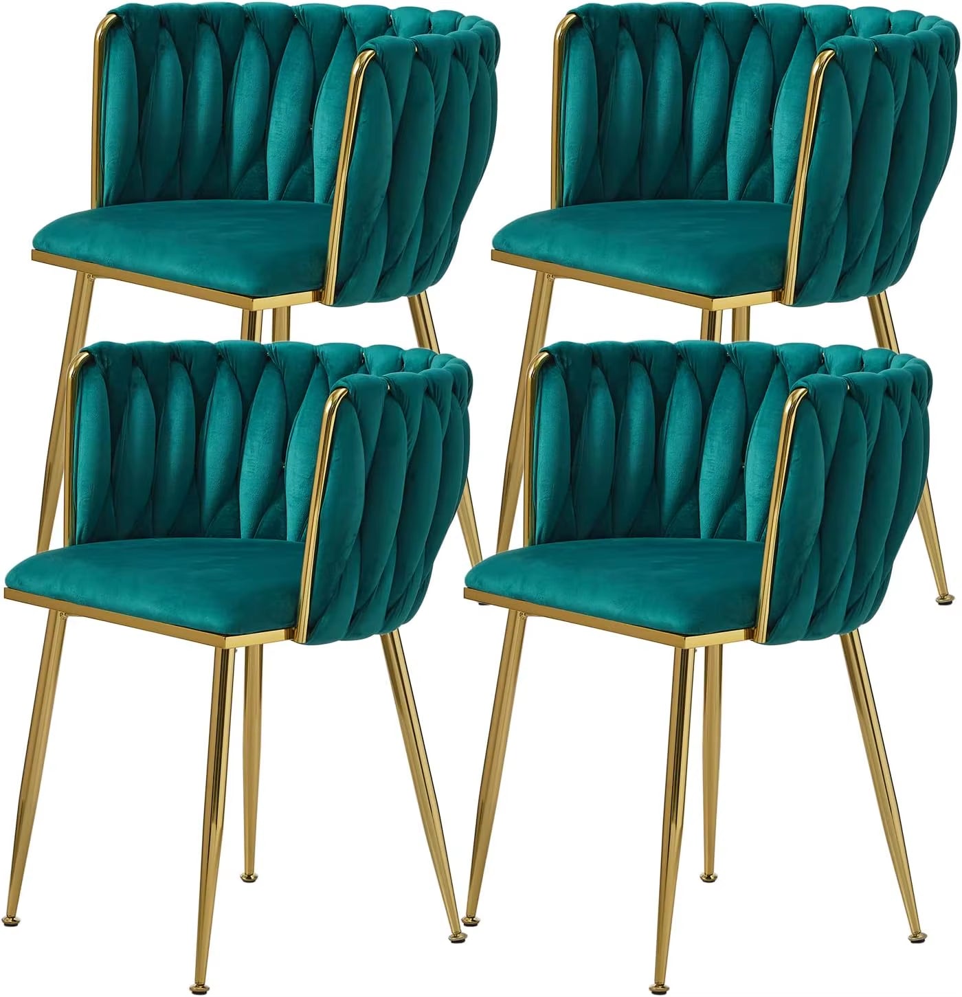 Modern Dining Chair with Golden Metal Legs