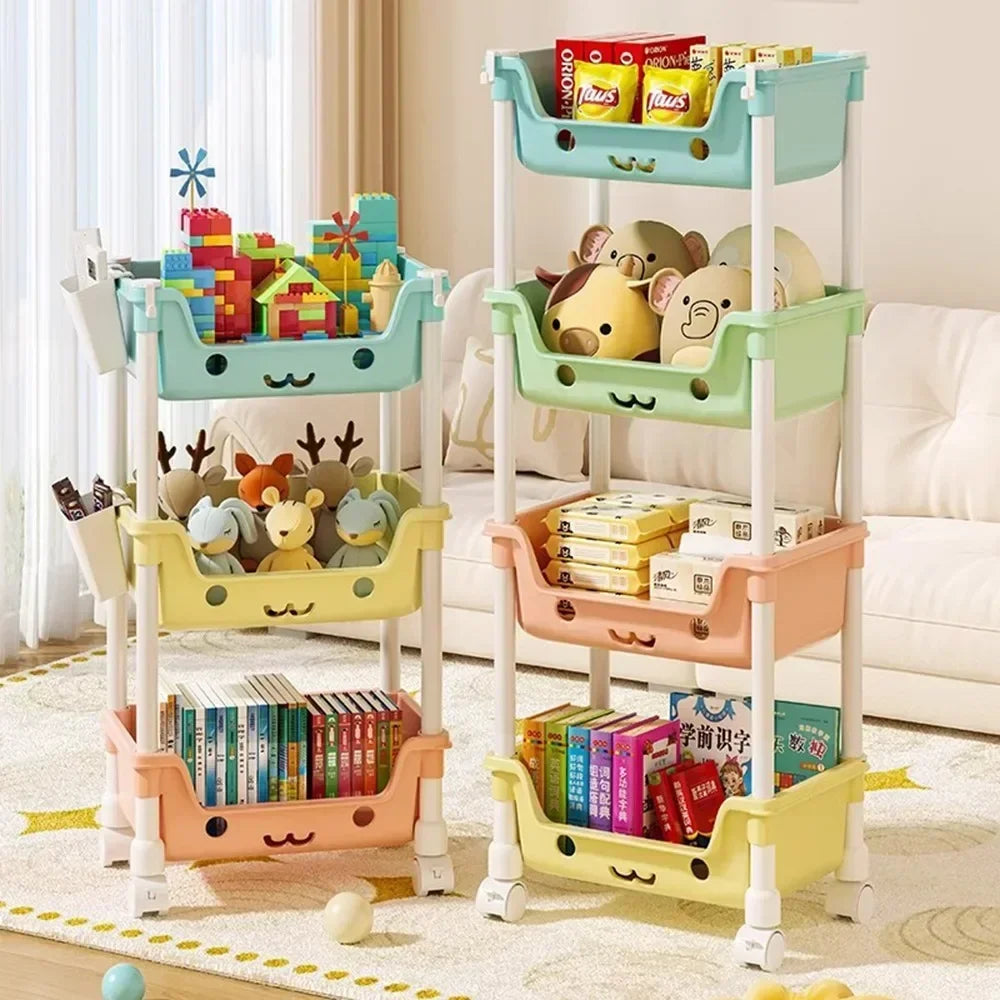 Kitchen Storage Trolley Movable Children's Toy Storage Racks Multi-Layer Home Detachable  Large Capacity Snack Storages Trolley