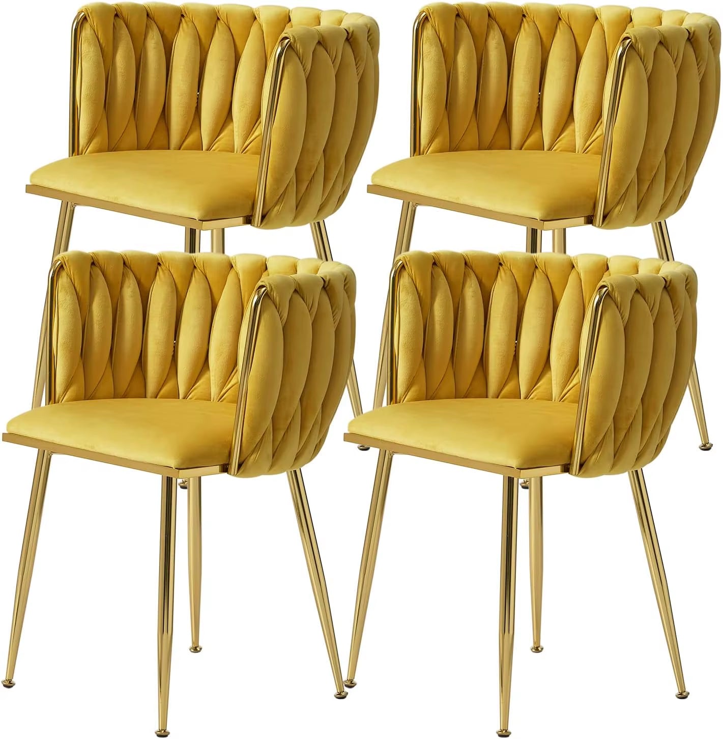 Modern Dining Chair with Golden Metal Legs