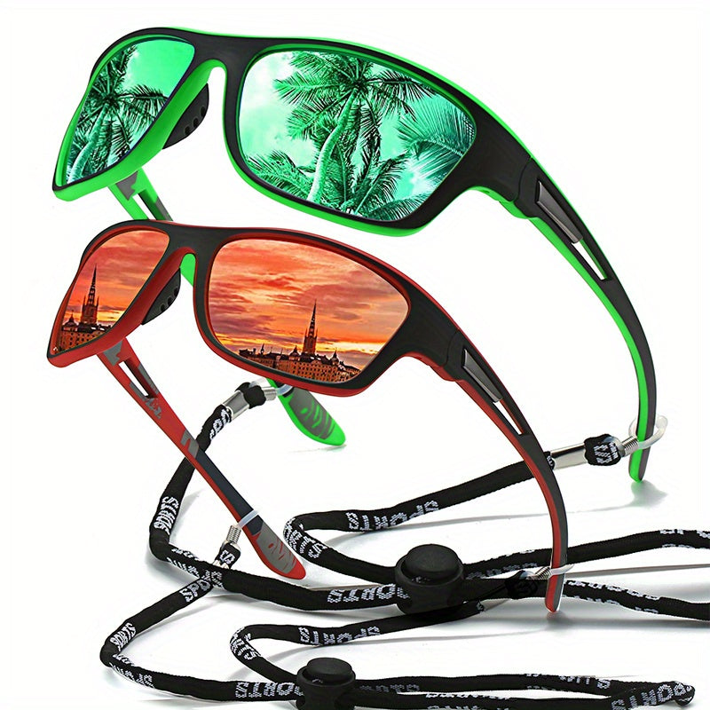 1pc Trendy Classic Retro Polarized With Strap, For Men Women Outdoor Sports Vacation Travel Driving Fishing Cycling Decors Photo Props