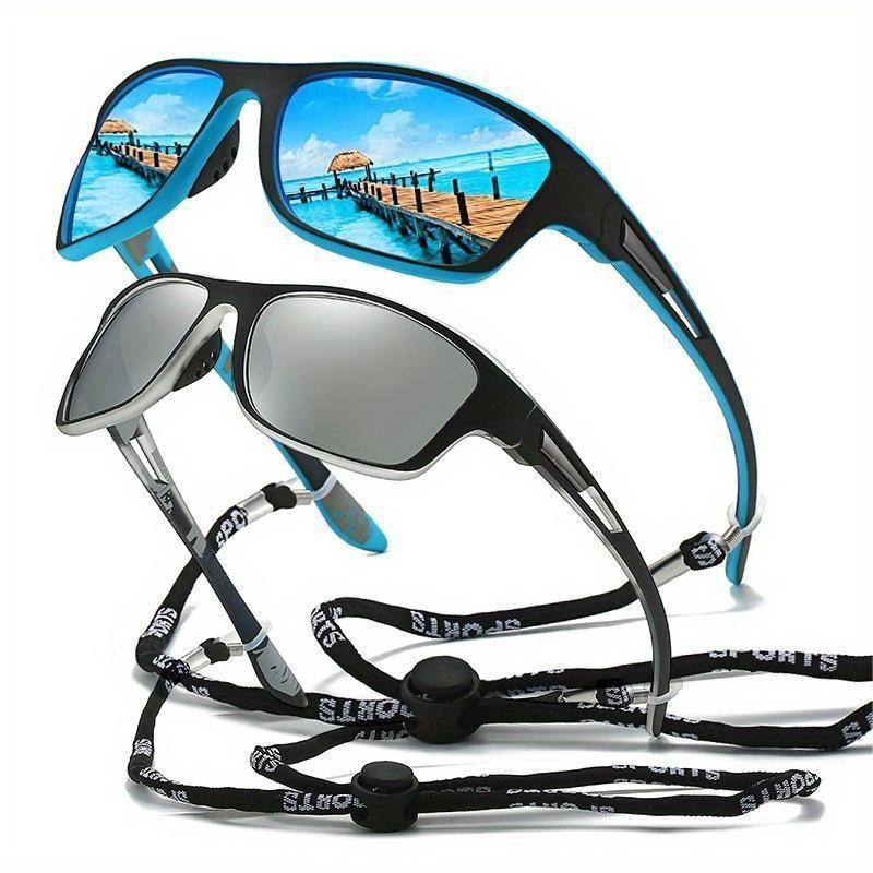 1pc Trendy Classic Retro Polarized With Strap, For Men Women Outdoor Sports Vacation Travel Driving Fishing Cycling Decors Photo Props