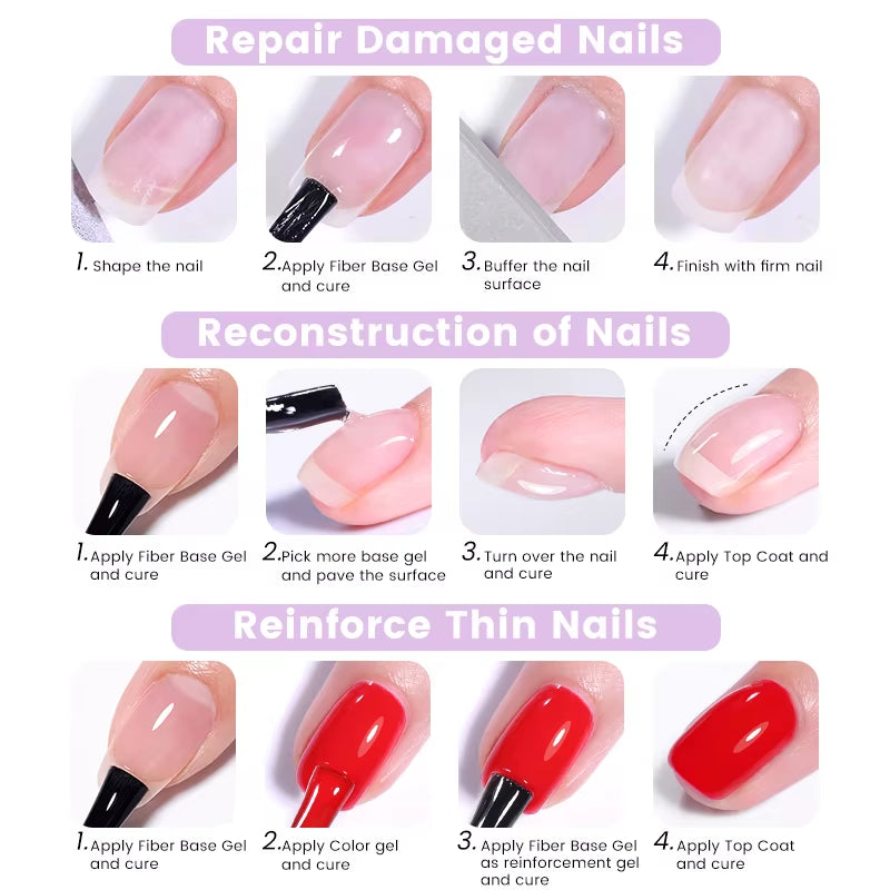 Fiber Rubber Base Gel for Broken Nail Repaired