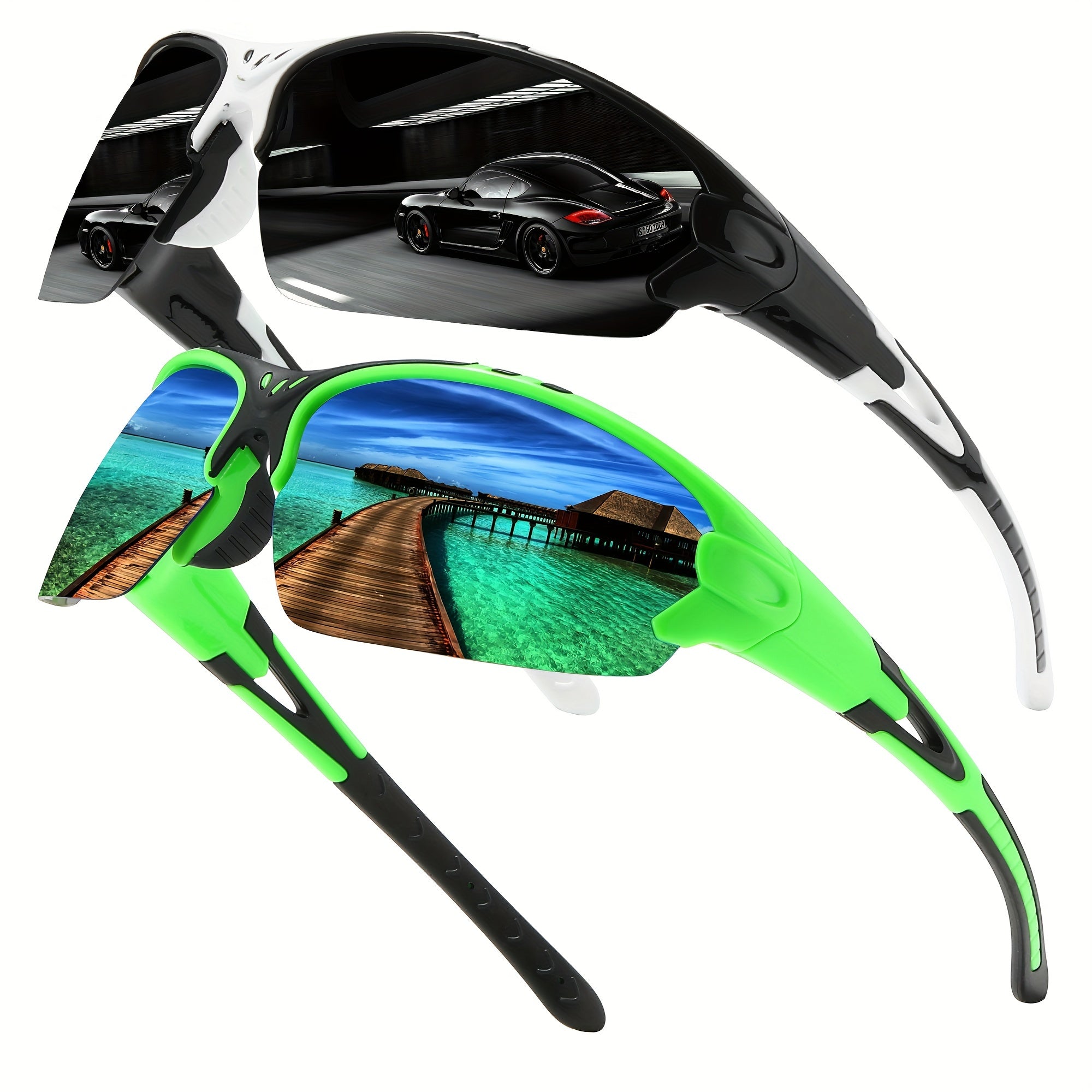 1pair/2pairs, Trendy Cool Wrap Around Polarized Sunglasses, For Men Women Outdoor Sports Party Vacation Travel Cycling Fishing Supplies Photo Props, Ideal Choice For Gifts