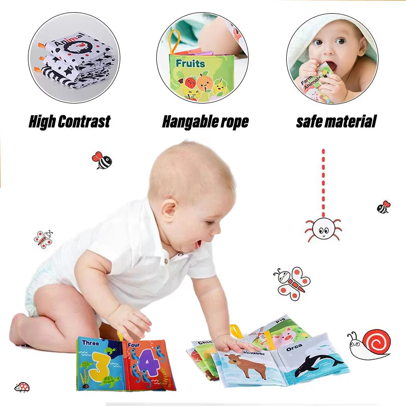 Soft Baby Fabric Book Interactive Sensory Activity Cloth Book for Babies First Educational Montessori Early Learning Game