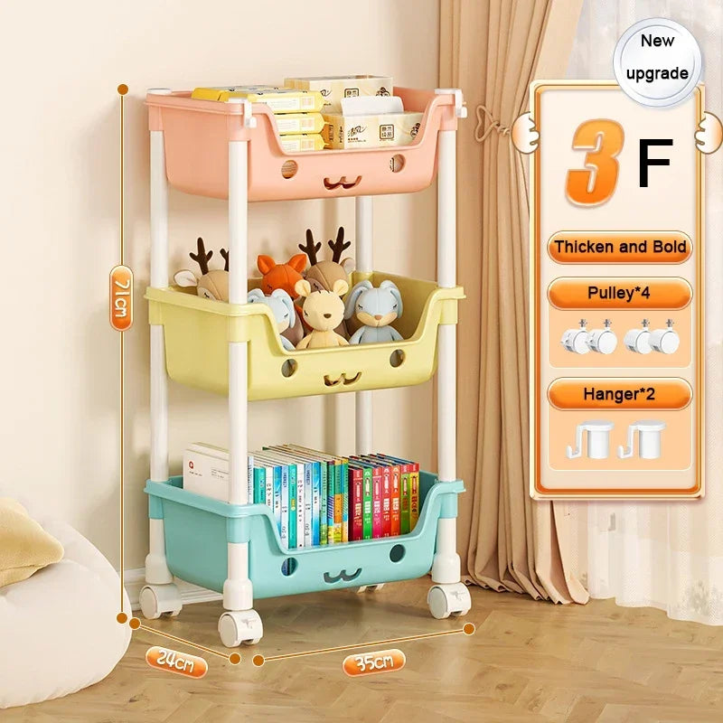 Kitchen Storage Trolley Movable Children's Toy Storage Racks Multi-Layer Home Detachable  Large Capacity Snack Storages Trolley