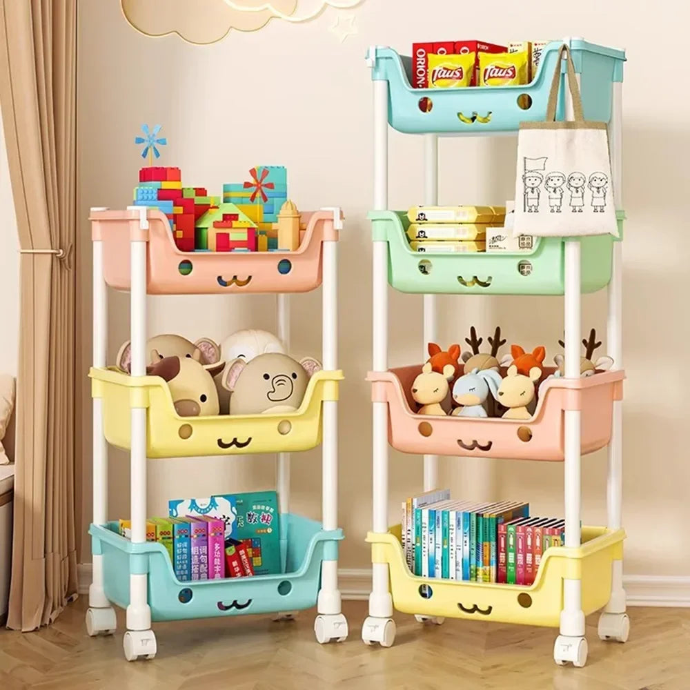 Kitchen Storage Trolley Movable Children's Toy Storage Racks Multi-Layer Home Detachable  Large Capacity Snack Storages Trolley