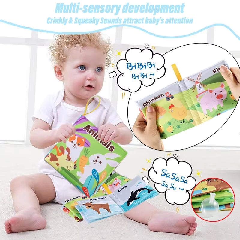 Soft Baby Fabric Book Interactive Sensory Activity Cloth Book for Babies First Educational Montessori Early Learning Game