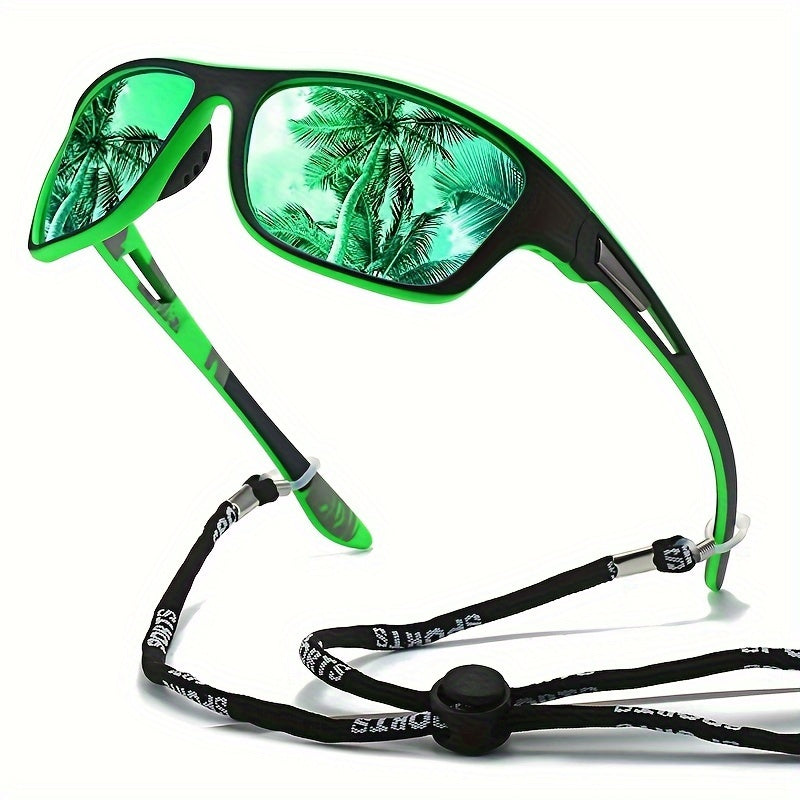1pc Trendy Classic Retro Polarized With Strap, For Men Women Outdoor Sports Vacation Travel Driving Fishing Cycling Decors Photo Props