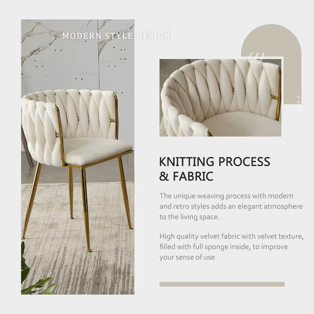 Modern Dining Chair with Golden Metal Legs
