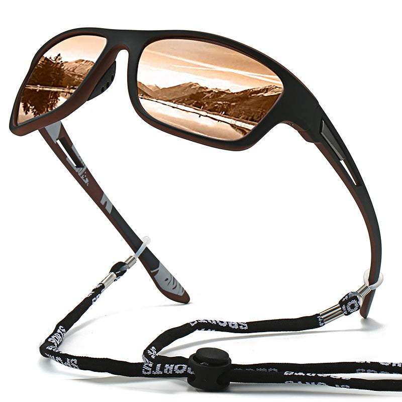 1pc Trendy Classic Retro Polarized With Strap, For Men Women Outdoor Sports Vacation Travel Driving Fishing Cycling Decors Photo Props