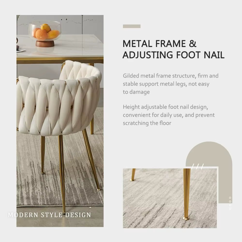 Modern Dining Chair with Golden Metal Legs