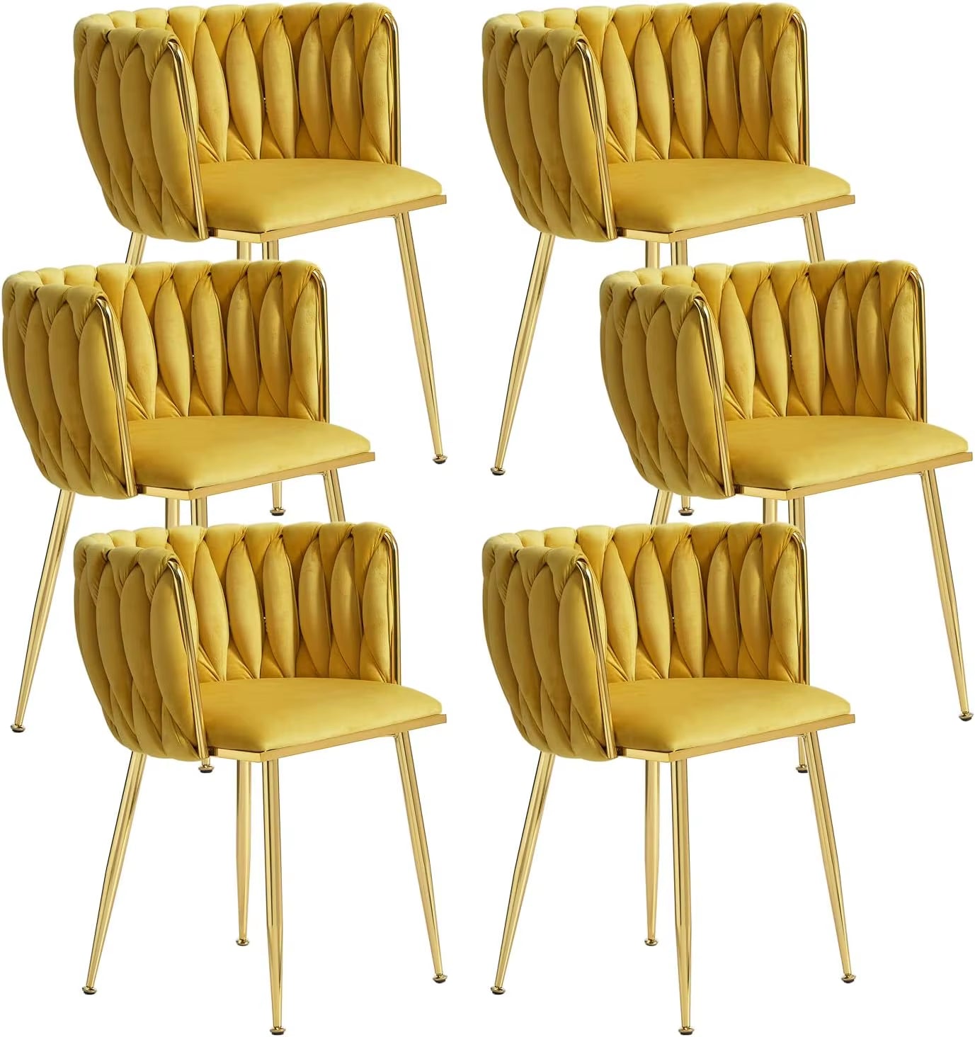 Modern Dining Chair with Golden Metal Legs