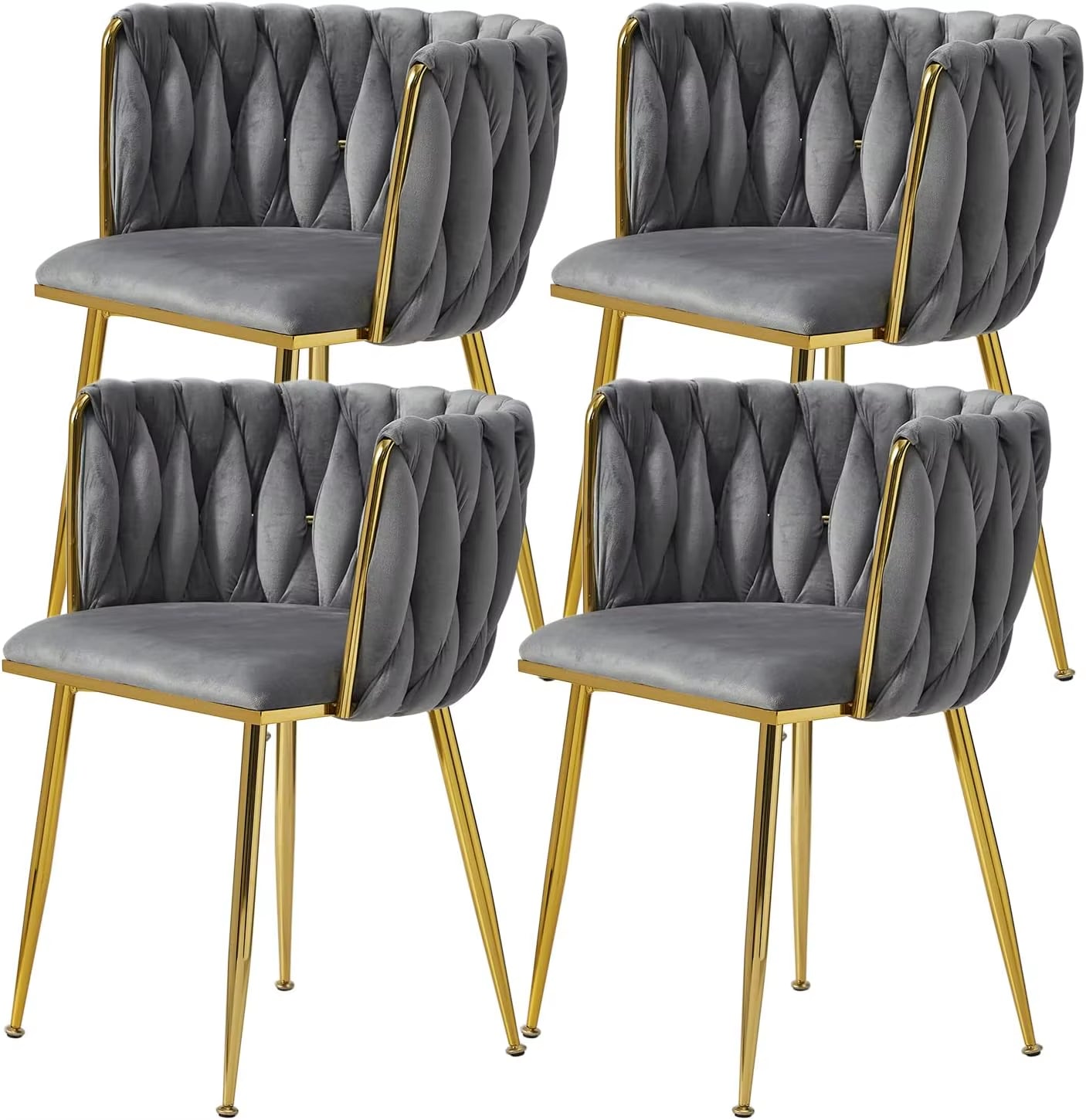 Modern Dining Chair with Golden Metal Legs