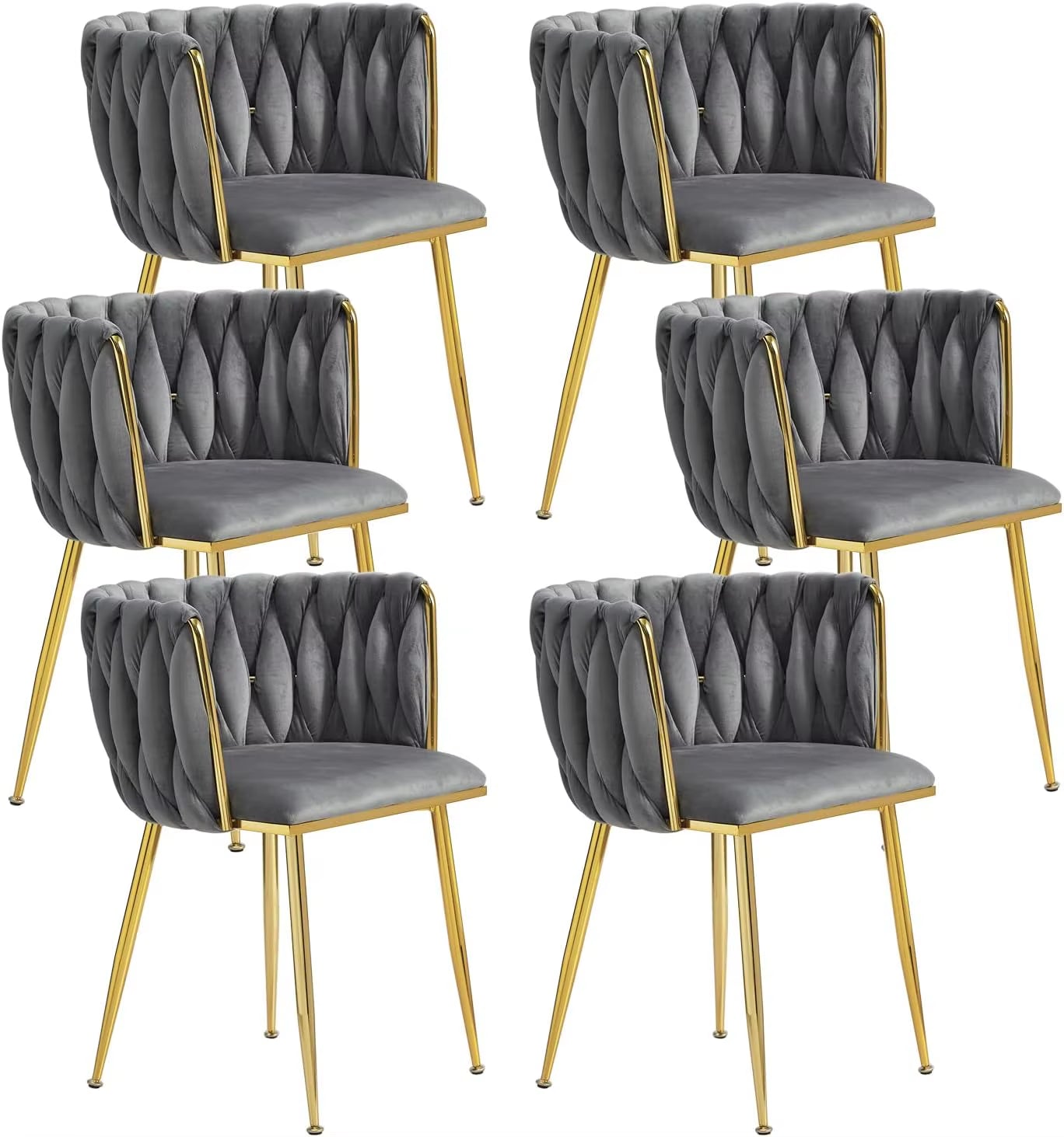 Modern Dining Chair with Golden Metal Legs