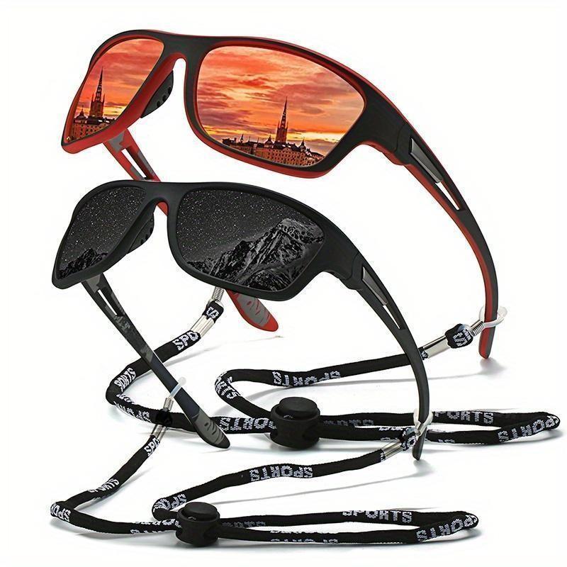 1pc Trendy Classic Retro Polarized With Strap, For Men Women Outdoor Sports Vacation Travel Driving Fishing Cycling Decors Photo Props