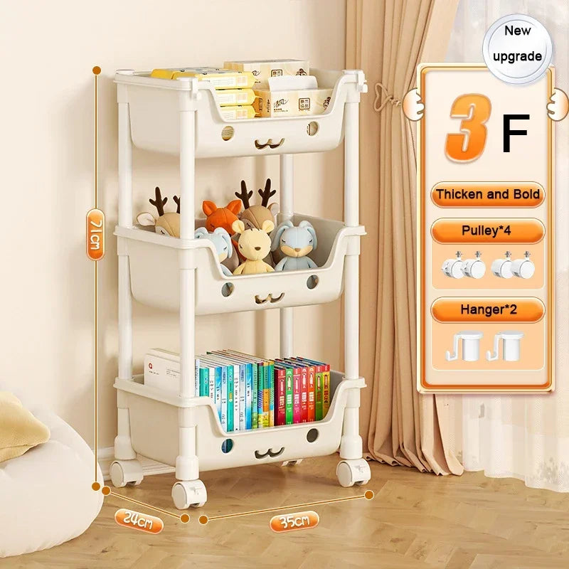 Kitchen Storage Trolley Movable Children's Toy Storage Racks Multi-Layer Home Detachable  Large Capacity Snack Storages Trolley