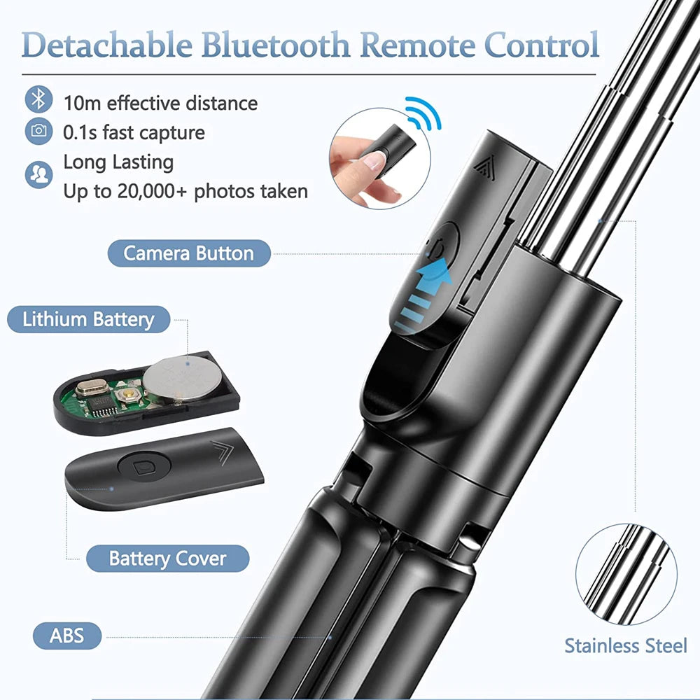 Selfie Stick Tripod Extendable Wireless Bluetooth Remote