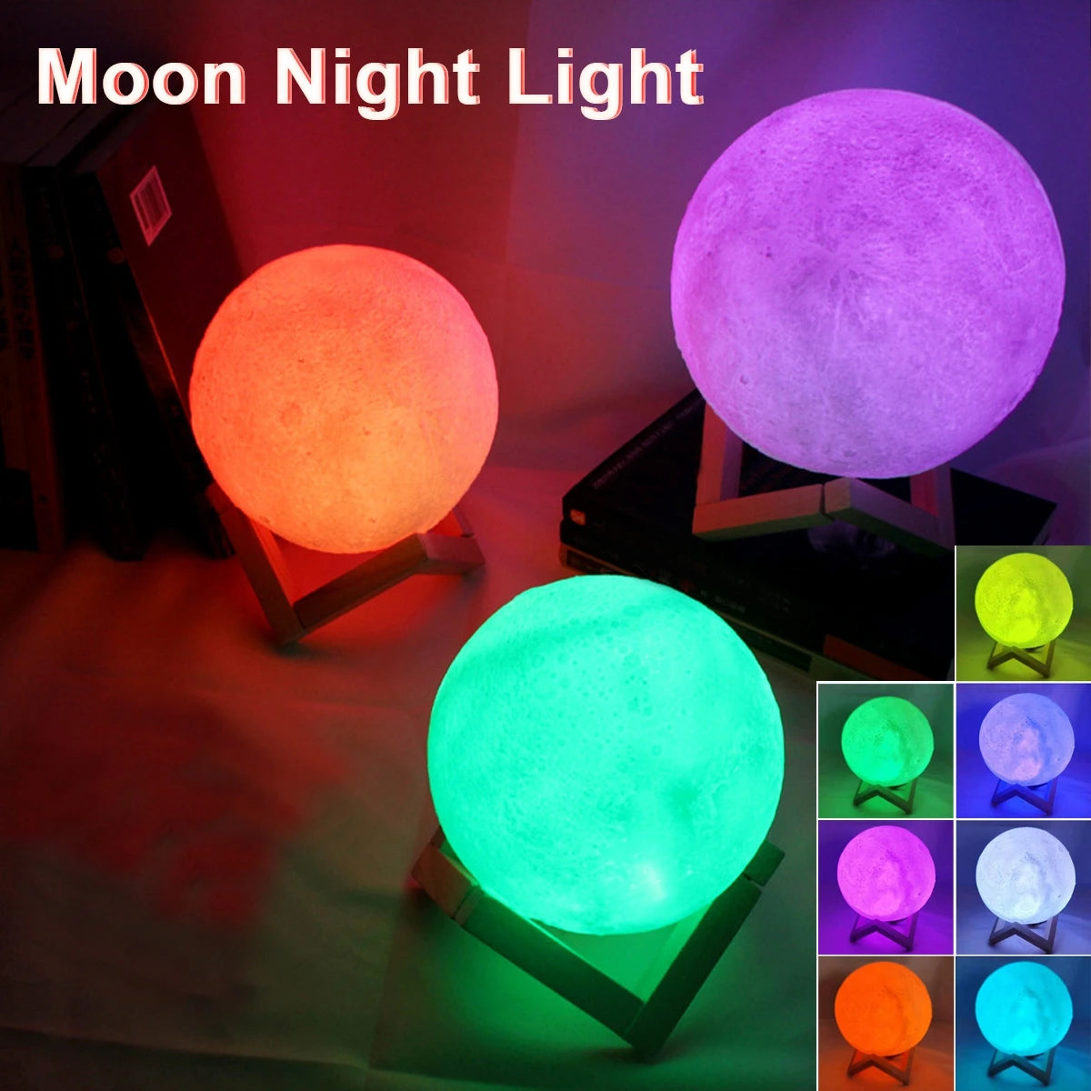 Stand Starry Lamp Bedroom Decor Night Lights Kids Gift Moon Lamp