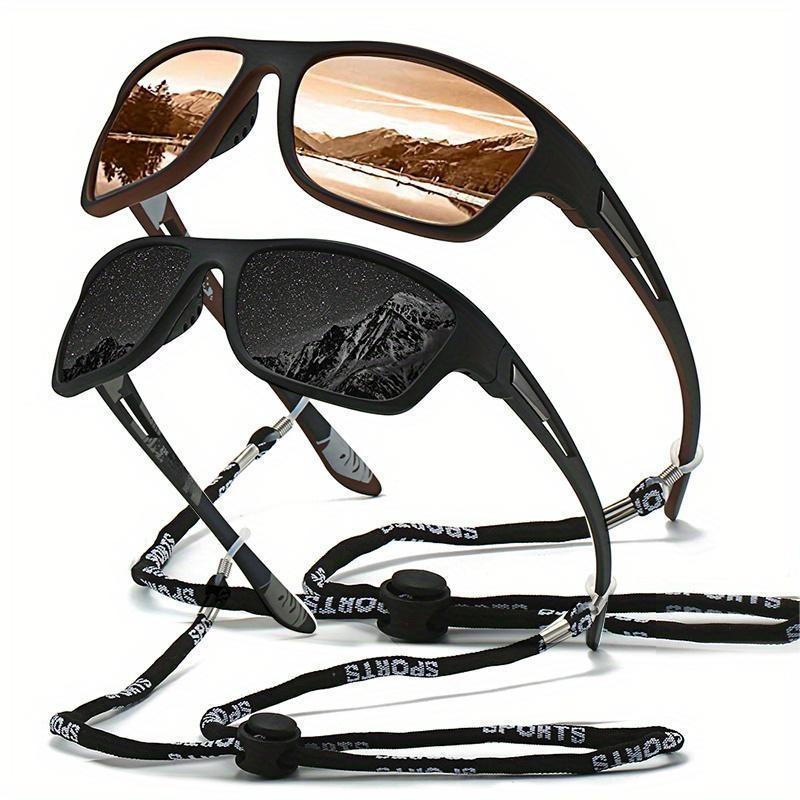 1pc Trendy Classic Retro Polarized With Strap, For Men Women Outdoor Sports Vacation Travel Driving Fishing Cycling Decors Photo Props