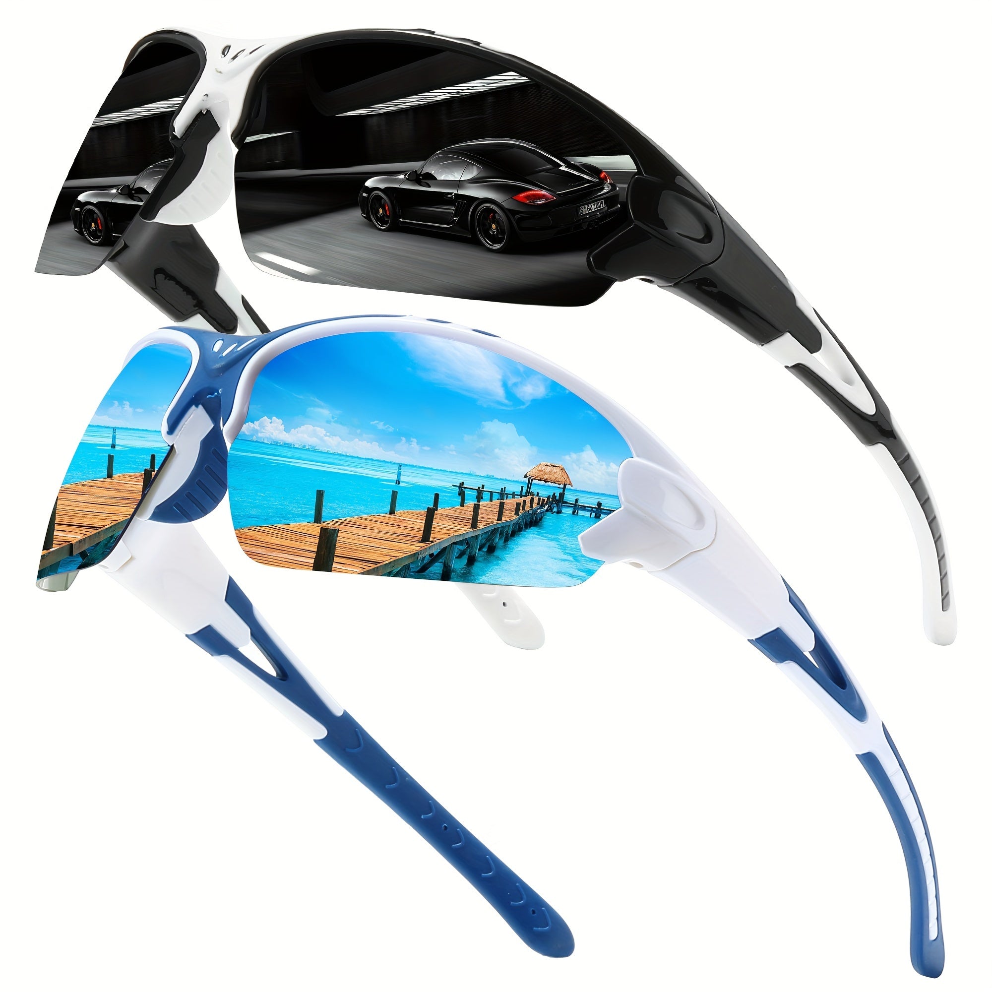 1pair/2pairs, Trendy Cool Wrap Around Polarized Sunglasses, For Men Women Outdoor Sports Party Vacation Travel Cycling Fishing Supplies Photo Props, Ideal Choice For Gifts