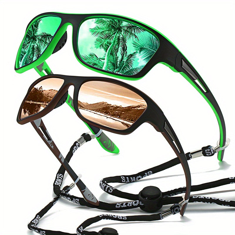 1pc Trendy Classic Retro Polarized With Strap, For Men Women Outdoor Sports Vacation Travel Driving Fishing Cycling Decors Photo Props