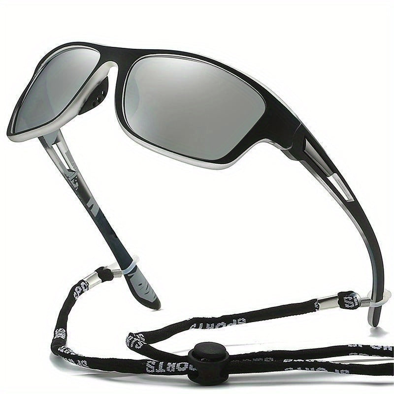 1pc Trendy Classic Retro Polarized With Strap, For Men Women Outdoor Sports Vacation Travel Driving Fishing Cycling Decors Photo Props