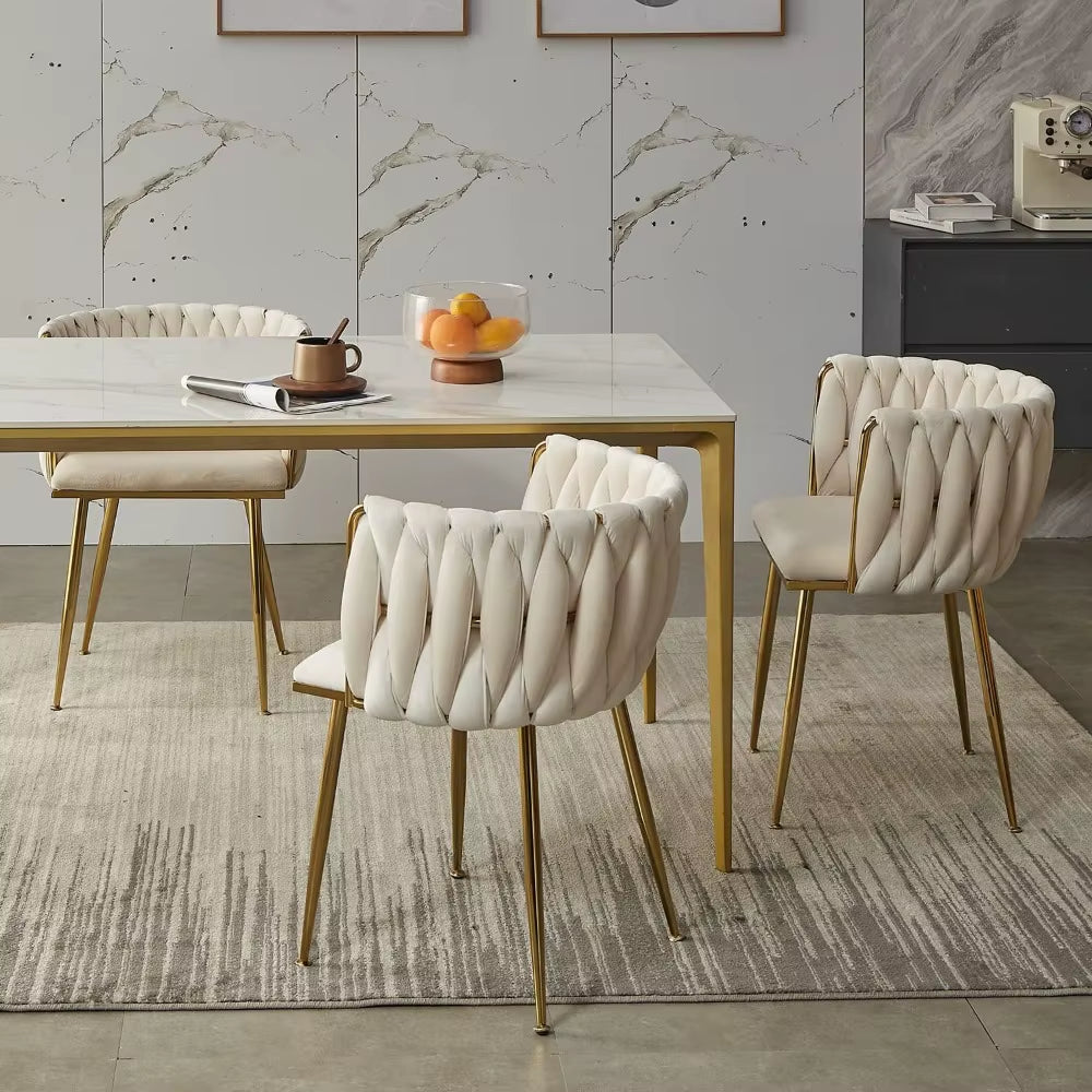 Modern Dining Chair with Golden Metal Legs