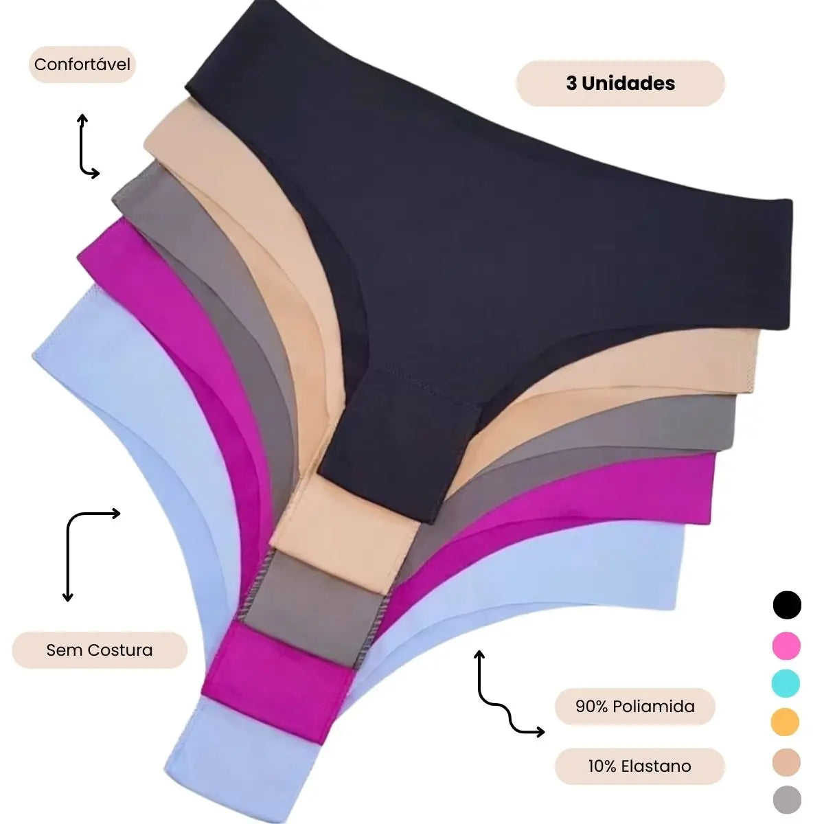 3 Kit Seamless Panties Women Seamless Thong Comfortable Lingerie Invisible Panties