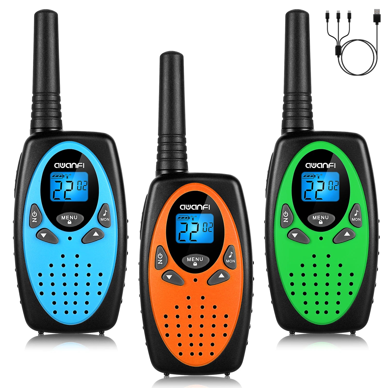 2/3/4 pcs Rechargeable Walkie Talkie  for Kids & Adults, 16 Channels, 1200mAh Battery, 2-Way Radios for Gift, Camping, Hiking