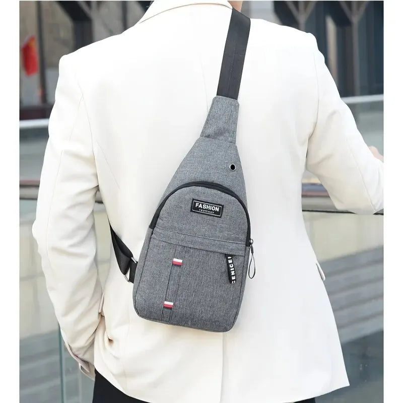 Men's Small Canvas Crossbody Chest Bag, Multifunctional Sling Bag For