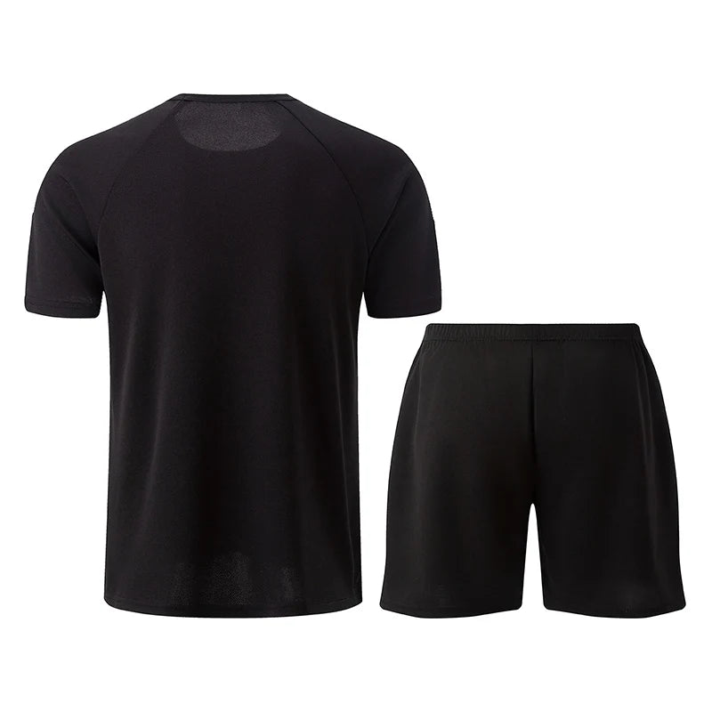 2/4 Pcs Summer Men's Black-and-White Quick-Drying Suit Teenagers Loose Plus Size Sports Fitness Breathable Short-sleeved Shorts