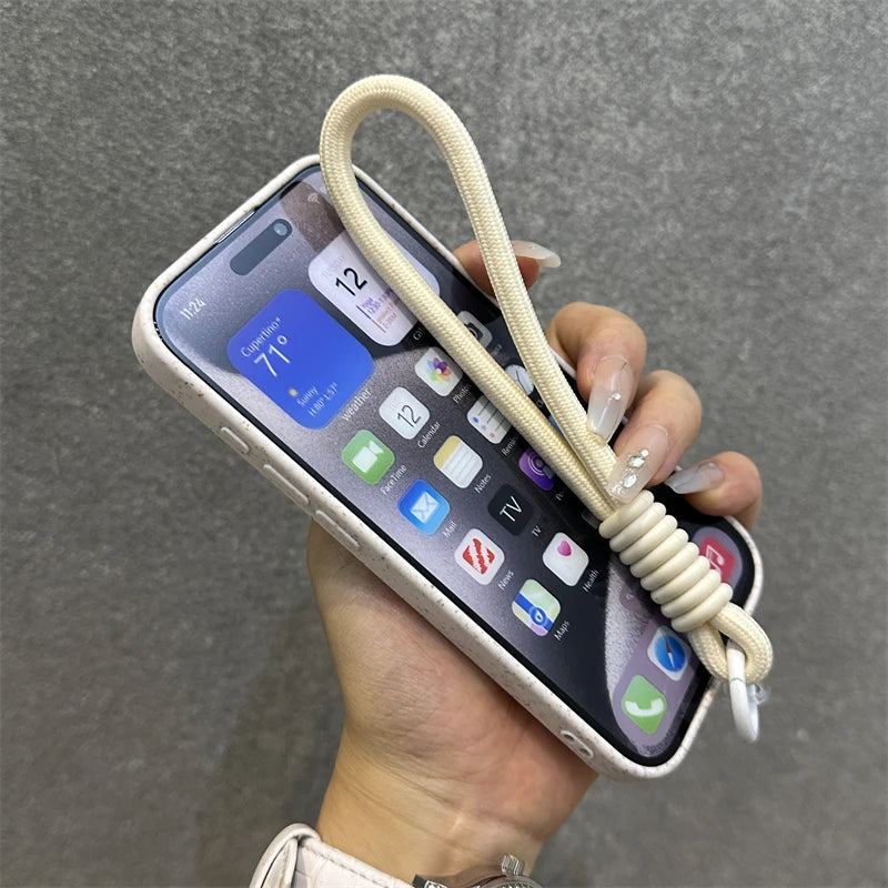 iPhone-Hülle aus Weizenstroh mit Armband – umweltfreundlich, stoßfest