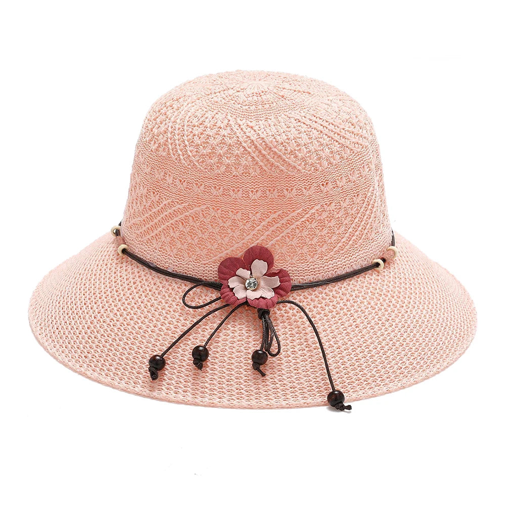 Foldable Fisherman Straw Bow Hat  Women Sunscreen Sweet Summer Vacation Casual Holiday Women's Girls Fashion Bucket Beach Hat