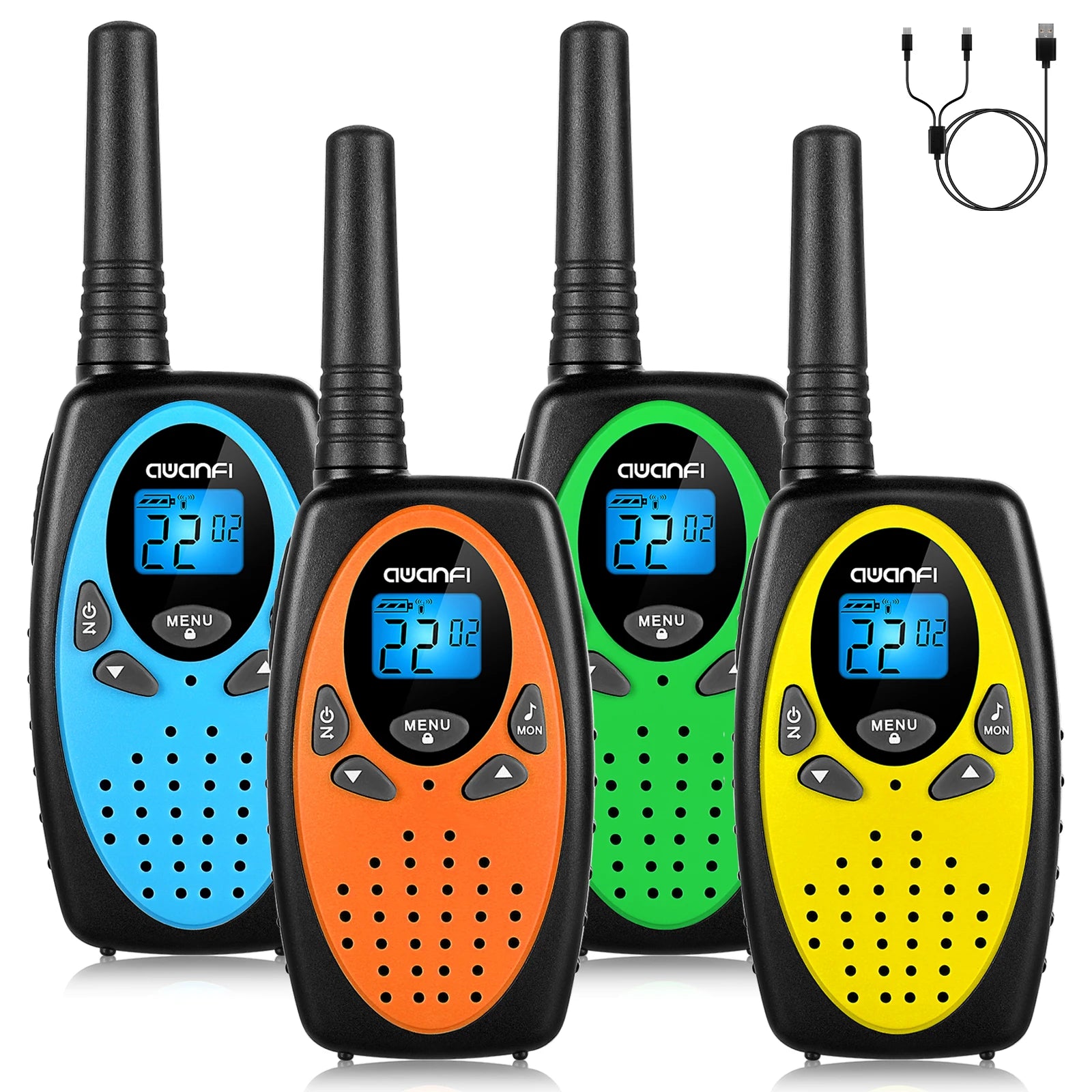 2/3/4 pcs Rechargeable Walkie Talkie  for Kids & Adults, 16 Channels, 1200mAh Battery, 2-Way Radios for Gift, Camping, Hiking