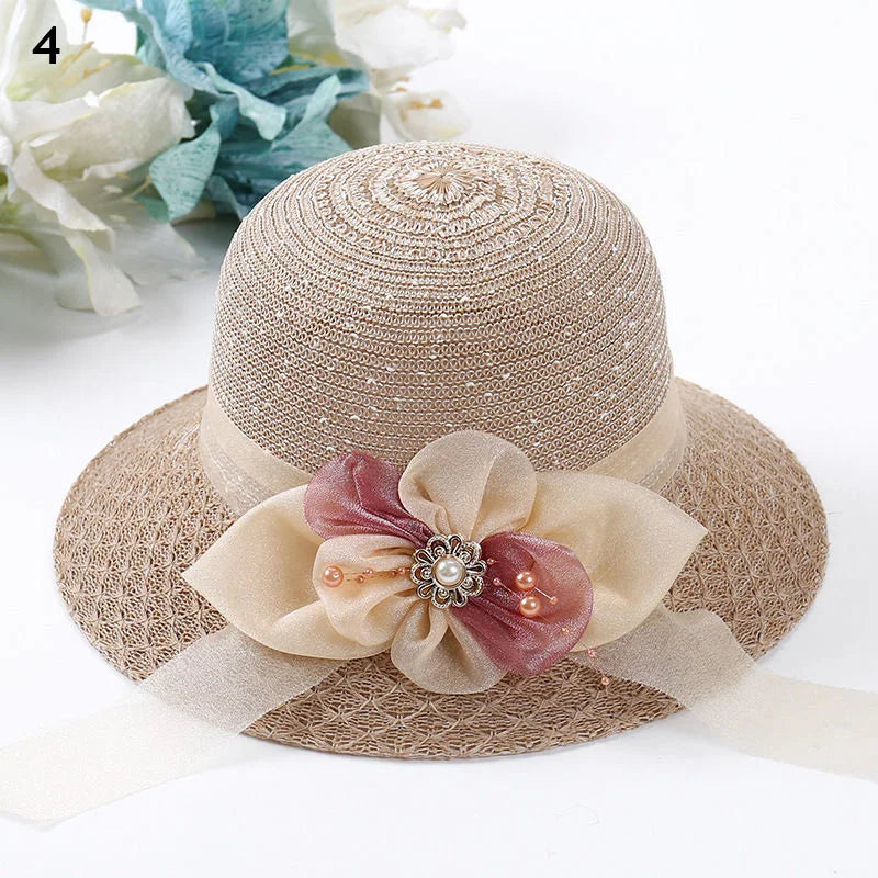 Foldable Fisherman Straw Bow Hat  Women Sunscreen Sweet Summer Vacation Casual Holiday Women's Girls Fashion Bucket Beach Hat