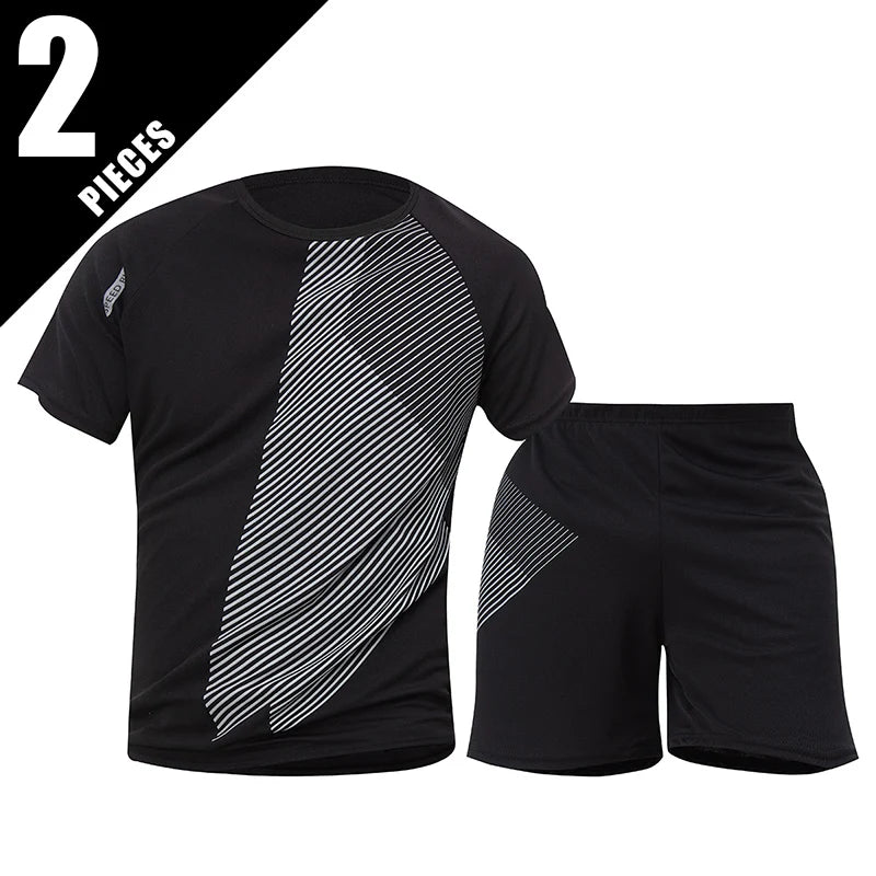 2/4 Pcs Summer Men's Black-and-White Quick-Drying Suit Teenagers Loose Plus Size Sports Fitness Breathable Short-sleeved Shorts
