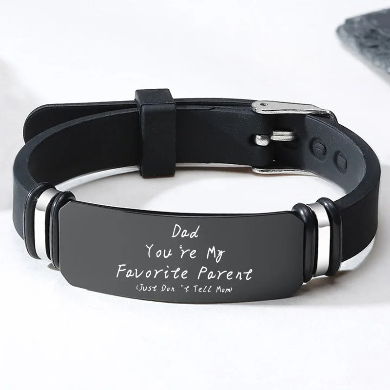 Vnox TO MY DAD Bracelet,Custom Men Stainless Steel Bangle, Adjustable Silicone Watch Band, Father's Day Gift from Son Daughter