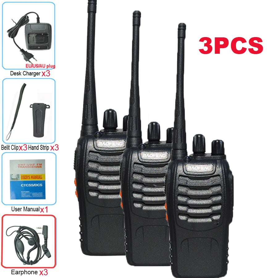 3PCS Walkie Talkie Original Baofeng BF888S 5W BF-888S 5KM UHF Transceiver Portable Two Way Radio BF 888S Intercom Walkie-talkie