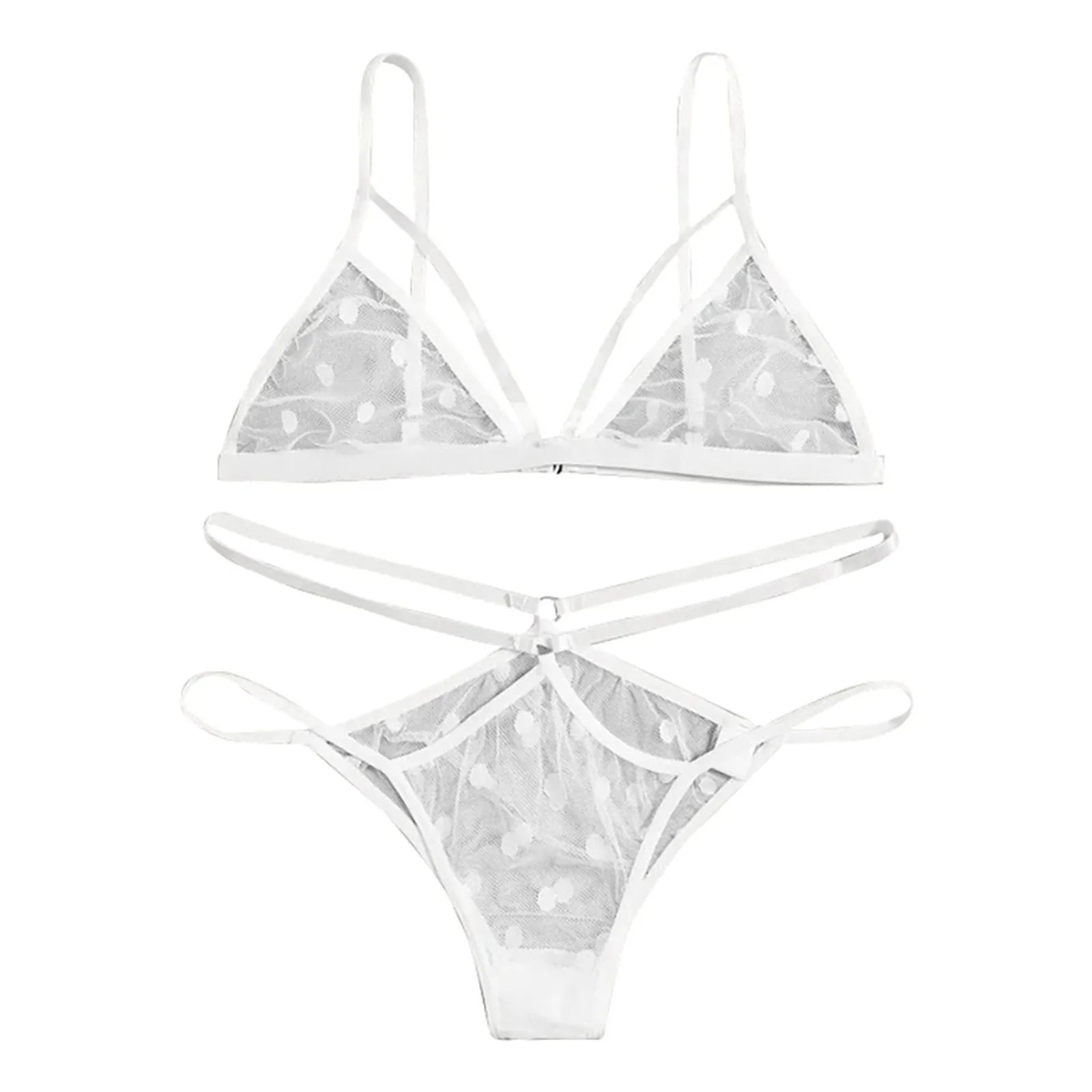 Women'S Polka Dot Lace Lingerie Set Mesh Perspective Sexy Bra Set Thong Underwear Set Women Black Red Lingerie Sexy Sets