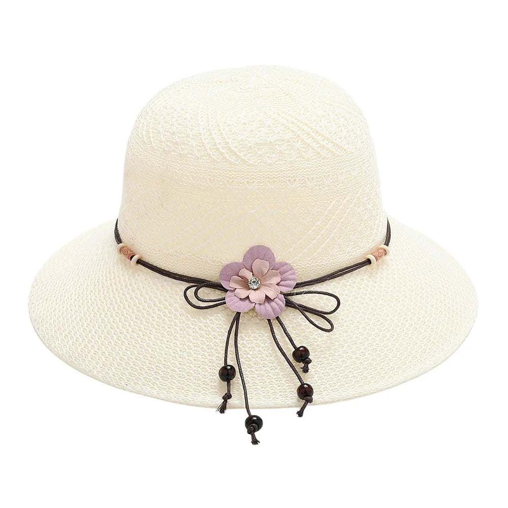 Foldable Fisherman Straw Bow Hat  Women Sunscreen Sweet Summer Vacation Casual Holiday Women's Girls Fashion Bucket Beach Hat