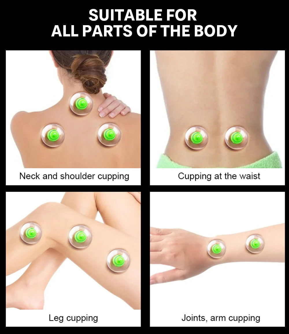 6Pcs Vacuum Cupping Set with Pumping Gun Suction Cups Back Massage Body Cup Detox Anti Cellulite Therapy Cans Healthy Care Jars