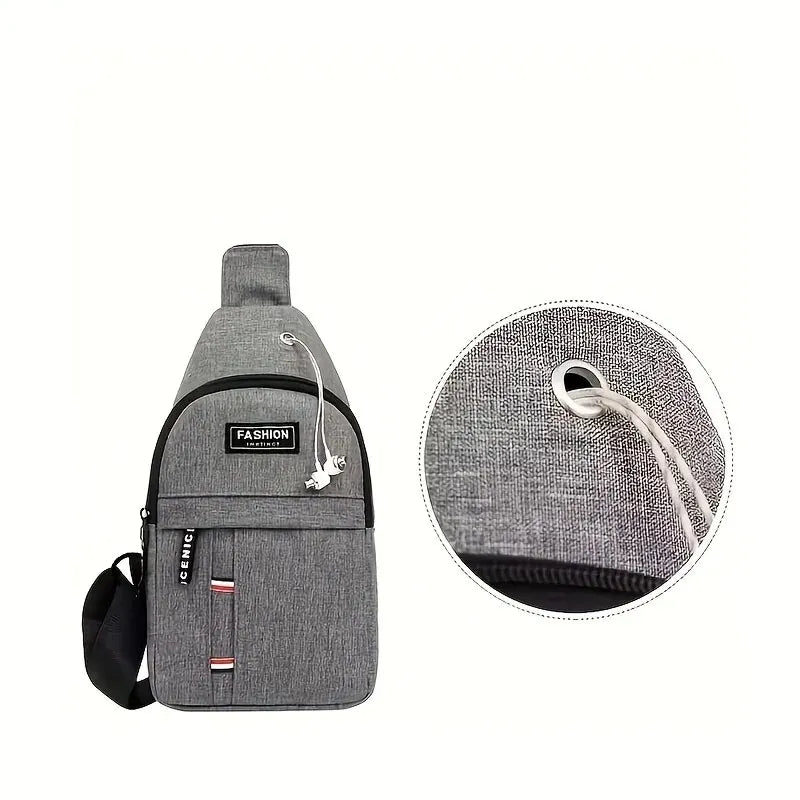 Men's Small Canvas Crossbody Chest Bag, Multifunctional Sling Bag For