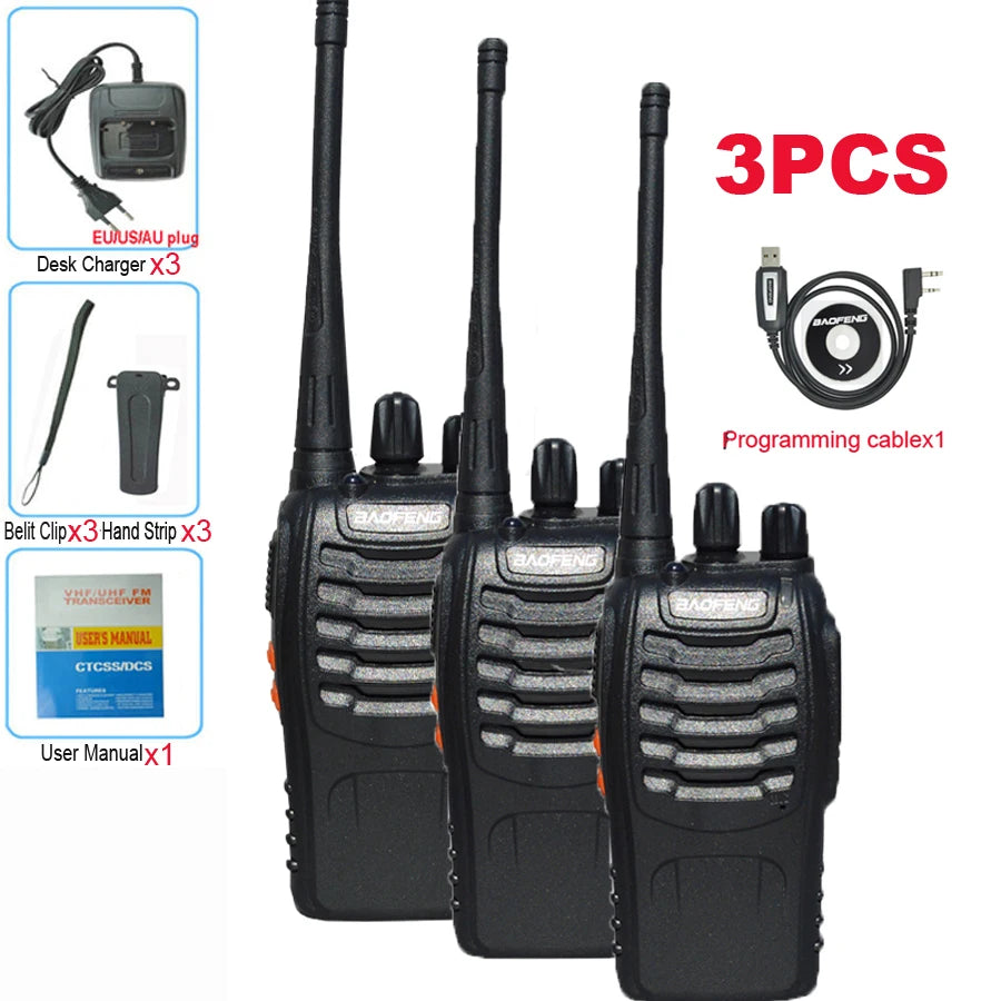 3PCS Walkie Talkie Original Baofeng BF888S 5W BF-888S 5KM UHF Transceiver Portable Two Way Radio BF 888S Intercom Walkie-talkie