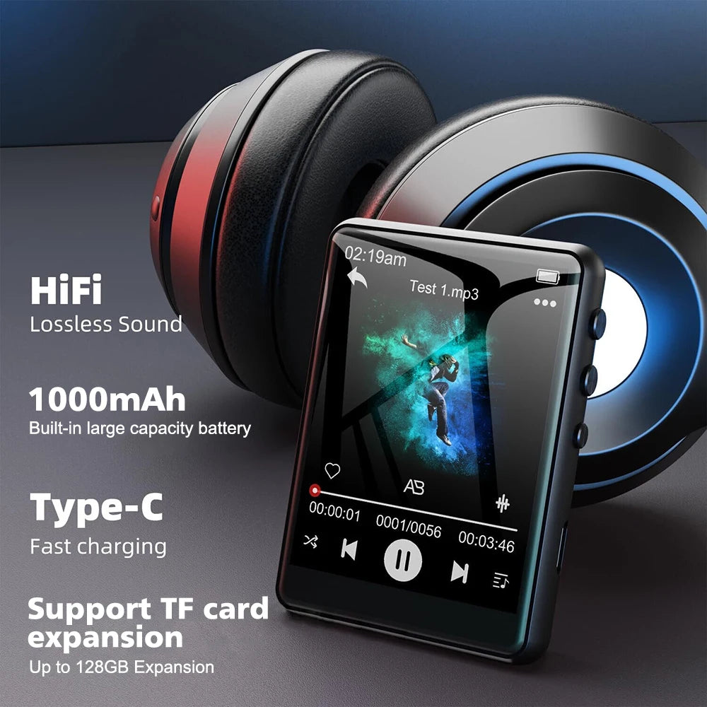 MP3 MP4 Player Lossless Music Player 2.4 inch Full Touch Screen Bluetooth5.4 HiFi MP4 with Speaker FM/E-book/Recorder/picture