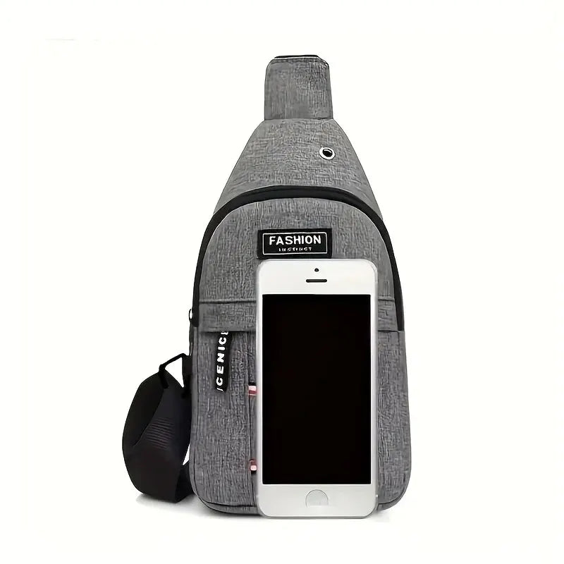 Men's Small Canvas Crossbody Chest Bag, Multifunctional Sling Bag For