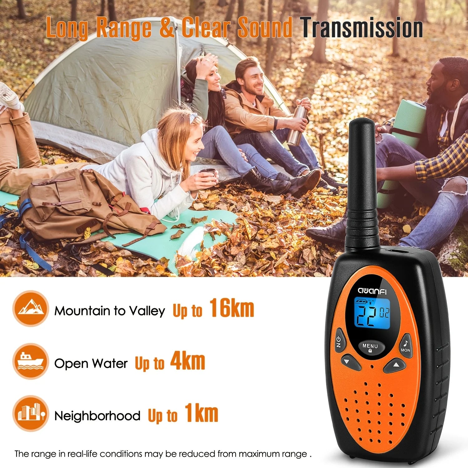 2/3/4 pcs Rechargeable Walkie Talkie  for Kids & Adults, 16 Channels, 1200mAh Battery, 2-Way Radios for Gift, Camping, Hiking
