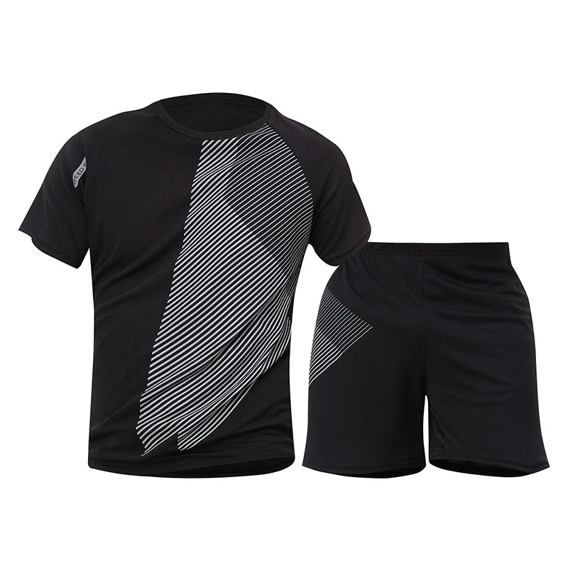 2/4 Pcs Summer Men's Black-and-White Quick-Drying Suit Teenagers Loose Plus Size Sports Fitness Breathable Short-sleeved Shorts
