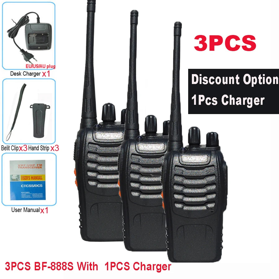 3PCS Walkie Talkie Original Baofeng BF888S 5W BF-888S 5KM UHF Transceiver Portable Two Way Radio BF 888S Intercom Walkie-talkie